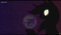 Size: 1672x972 | Tagged: safe, artist:dragonwolfrooke, edit, twilight sparkle, pony, g4, glowing eyes, planet, silhouette, space