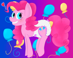 Size: 1280x1024 | Tagged: safe, artist:justanothersomepony, pinkie pie, earth pony, pony, g4, balloon, diaper, female, mare, non-baby in diaper, solo