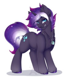 Size: 1024x1092 | Tagged: safe, artist:pvrii, oc, oc only, oc:nexus, pony, unicorn, collar, commission, galaxy mane, looking at you, male, simple background, smiling, solo, stallion, transparent background