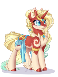 Size: 1600x2133 | Tagged: safe, artist:pvrii, oc, oc only, pony, unicorn, commission, ear piercing, earring, female, jewelry, mare, nintendo, piercing, simple background, smiling, solo, the legend of zelda, the legend of zelda: breath of the wild, transparent background