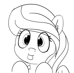 Size: 1280x1268 | Tagged: safe, artist:pabbley, flitter, pegasus, pony, g4, 30 minute art challenge, cute, female, lineart, looking at you, mare, monochrome, simple background, solo, tongue out, white background