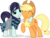 Size: 4841x3721 | Tagged: safe, artist:jhayarr23, applejack, coloratura, earth pony, pony, g4, honest apple, my little pony: friendship is magic, the mane attraction, ^^, absurd resolution, clothes, cowboy hat, duo, eyes closed, female, hat, raised hoof, rara, simple background, stetson, transparent background, vector