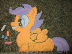 Size: 5152x3864 | Tagged: safe, artist:malte279, scootaloo, pegasus, pony, g4, absurd resolution, chalk drawing, female, solo, traditional art