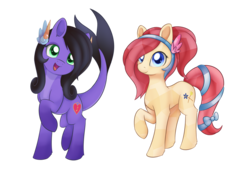 Size: 2080x1419 | Tagged: safe, artist:dusthiel, oc, oc only, oc:bloom flower, oc:luscious melody, crystal pony, original species, pony, shark pony, duo, female, mare, raised hoof, simple background, transparent background