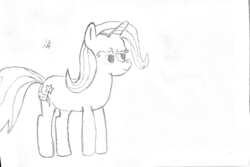 Size: 720x481 | Tagged: safe, artist:limehorse, trixie, pony, unicorn, g4, black and white, female, grayscale, monochrome, solo, traditional art, wip