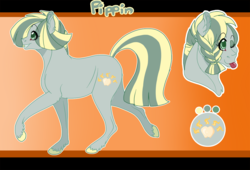 Size: 1260x855 | Tagged: safe, artist:bijutsuyoukai, oc, oc only, oc:pippin, pony, female, mare, offspring, one eye closed, parent:big macintosh, parent:marble pie, parents:marblemac, reference sheet, solo, tongue out, wink