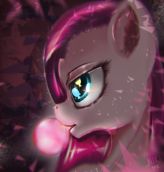 Size: 768x804 | Tagged: safe, artist:nikjessica, pinkie pie, earth pony, pony, g4, bubblegum, bust, female, food, gum, pinkamena diane pie, portrait, solo