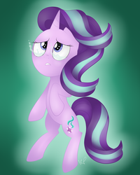 Size: 2362x2952 | Tagged: safe, artist:artinsight, starlight glimmer, pony, unicorn, g4, abstract background, crying, female, floating, high res, mare, sad, solo