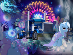 Size: 1600x1200 | Tagged: safe, artist:mcflurrylazermuffin, trixie, pony, unicorn, g4, female, mare, peterbilt, semi truck, truck, wallpaper