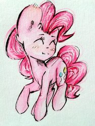 Size: 810x1080 | Tagged: safe, artist:zefirka, pinkie pie, earth pony, pony, g4, eyes closed, female, solo, traditional art