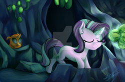 Size: 1024x672 | Tagged: safe, artist:scarlett-letter, coracoid, starlight glimmer, changedling, changeling, celestial advice, g4, redraw, scene interpretation, watermark