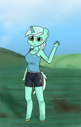 Size: 512x800 | Tagged: safe, artist:lightspeeed, lyra heartstrings, anthro, g4, female, solo, sports shorts