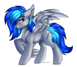 Size: 1459x1270 | Tagged: safe, artist:gicme, oc, oc only, oc:coldfire, pegasus, pony, ear piercing, fangs, looking at you, piercing, raised hoof, simple background, transparent background