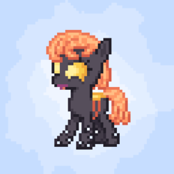 Size: 320x320 | Tagged: safe, artist:lightspeeed, oc, oc only, changeling, abstract background, changeling oc, female, filly, orange changeling, pixel art, solo
