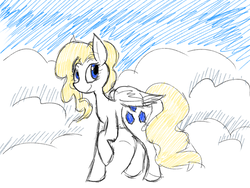 Size: 1024x768 | Tagged: safe, artist:asukiwolf, oc, oc only, oc:crystal, pony, cloud, solo