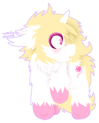 Size: 1590x1958 | Tagged: safe, artist:vanillaswirl6, oc, oc only, oc:sugar kiss, pony, unicorn, blushing, cheek fluff, chest fluff, chibi, colored eyelashes, colored hooves, commission, cute, cute little fangs, ear fluff, fangs, floppy ears, fluffy, looking at something, male, no pupils, open mouth, raised hoof, scared, scrunchy face, sharp teeth, shoulder fluff, signature, simple background, solo, stallion, surprised, teeth, transparent background, unshorn fetlocks