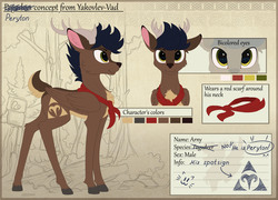 Size: 2200x1580 | Tagged: safe, artist:yakovlev-vad, oc, oc only, oc:arny, deer, original species, peryton, clothes, reference sheet, scarf, solo