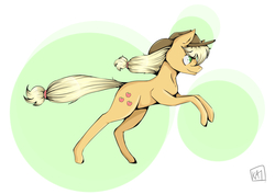 Size: 4093x2894 | Tagged: safe, artist:cluelesstuna, applejack, earth pony, pony, g4, abstract background, female, high res, running, solo