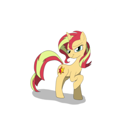 Size: 2752x2512 | Tagged: safe, artist:otakuponi, sunset shimmer, pony, unicorn, g4, female, high res, looking at you, raised hoof, simple background, smiling, smirk, solo, transparent background