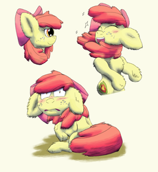 Size: 6171x6704 | Tagged: safe, artist:firefanatic, apple bloom, earth pony, pony, g4, absurd resolution, adorabloom, alternate cutie mark, blushing, cute, embarrassed, floppy ears, fluffy, impossibly large ears, sparkles