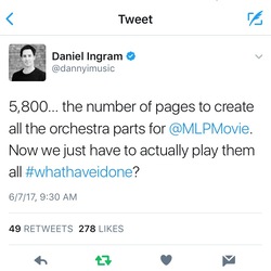 Size: 750x750 | Tagged: safe, g4, my little pony: the movie, daniel ingram, meta, movie, music, orchestra, screenshots, text, twitter