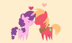 Size: 639x385 | Tagged: safe, artist:agrol, big macintosh, sugar belle, earth pony, pony, g4, hard to say anything, season 7, animated, female, gif, heart, male, pointy ponies, ship:sugarmac, shipping, simple background, straight