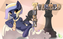 Size: 1609x1000 | Tagged: safe, artist:rayhiros, oc, oc only, oc:twisted turn, pegasus, pony, chess, female