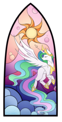 Size: 1024x1999 | Tagged: safe, artist:mindlesssketching, princess celestia, pony, g4, eyes closed, female, flying, mare, simple background, solo, stained glass, transparent background