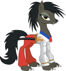 Size: 2313x2490 | Tagged: safe, artist:andrevus, oc, oc only, pony, werewolf, claws, clothes, cutlass, high res, pirate, simple background, solo, sword, transparent background, weapon