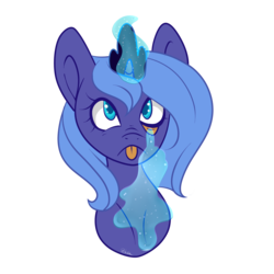 Size: 5000x5000 | Tagged: safe, artist:beashay, princess luna, pony, g4, absurd resolution, akanbe, bust, female, hand, magic, magic hands, portrait, s1 luna, simple background, solo, tongue out, transparent background