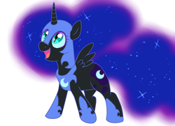 Size: 2572x1864 | Tagged: safe, artist:not-ordinary-pony, nightmare moon, alicorn, pony, g4, cute, female, filly, helmet, mare, moonabetes, nightmare woon, smiling, solo