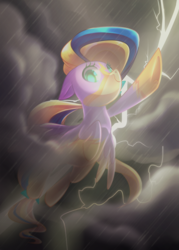 Size: 2000x2800 | Tagged: safe, artist:drawntildawn, oc, oc only, pegasus, pony, cloud, female, high res, lightning, mare, solo