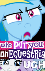 Size: 600x940 | Tagged: safe, rainbow dash, rarity, pony, g4, caption, expand dong, exploitable meme, i heart dancing, image macro, meme, reaction image, spongebob squarepants, who put you on the planet