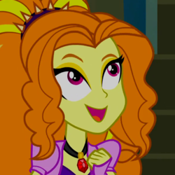 Size: 600x600 | Tagged: safe, screencap, adagio dazzle, equestria girls, g4, my little pony equestria girls: rainbow rocks, adoragio, cropped, cute, female, gem, siren gem, smiling, solo, spiked headband, when she smiles