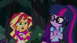 Size: 1280x720 | Tagged: safe, screencap, sci-twi, sunset shimmer, twilight sparkle, equestria girls, g4, my little pony equestria girls: legend of everfree, female, glasses