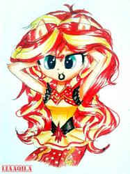 Size: 1390x1854 | Tagged: safe, artist:liaaqila, sunset shimmer, equestria girls, equestria girls specials, g4, my little pony equestria girls: dance magic, armpits, cute, female, flamenco dress, looking at you, ponied up, shimmerbetes, solo, sunset shimmer flamenco dress, traditional art