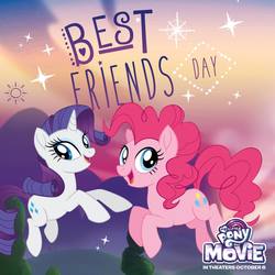 Size: 1200x1200 | Tagged: safe, pinkie pie, rarity, pony, g4, my little pony: the movie, official, best friends day, my little pony logo