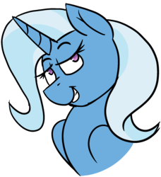 Size: 1568x1720 | Tagged: safe, artist:jen-neigh, trixie, pony, unicorn, g4, bust, female, lidded eyes, simple background, smiling, solo, transparent background, vector