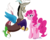 Size: 1024x819 | Tagged: safe, artist:coffeevixxen, discord, pinkie pie, draconequus, earth pony, pony, g4, duo, female, looking at each other, mare, simple background, transparent background