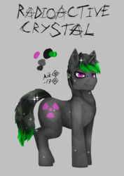 Size: 2894x4093 | Tagged: safe, artist:mik3thestrange, oc, oc only, oc:radioactive crystal, crystal pony, pony, unicorn, high res, male, reference sheet, solo, stallion