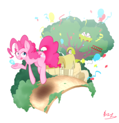 Size: 2222x2294 | Tagged: safe, artist:akainu_pony, pinkie pie, earth pony, pony, g4, balloon, element of laughter, female, high res, simple background, smile song, solo, white background
