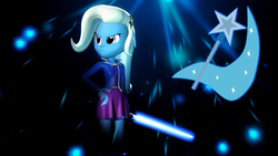 Size: 1920x1080 | Tagged: safe, artist:danj16, trixie, equestria girls, g4, 3d, jedi, lightsaber, star wars, weapon