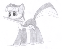 Size: 1682x1332 | Tagged: safe, artist:aafh, twilight sparkle, pony, g4, female, monochrome, mouth hold, solo, tightrope, traditional art
