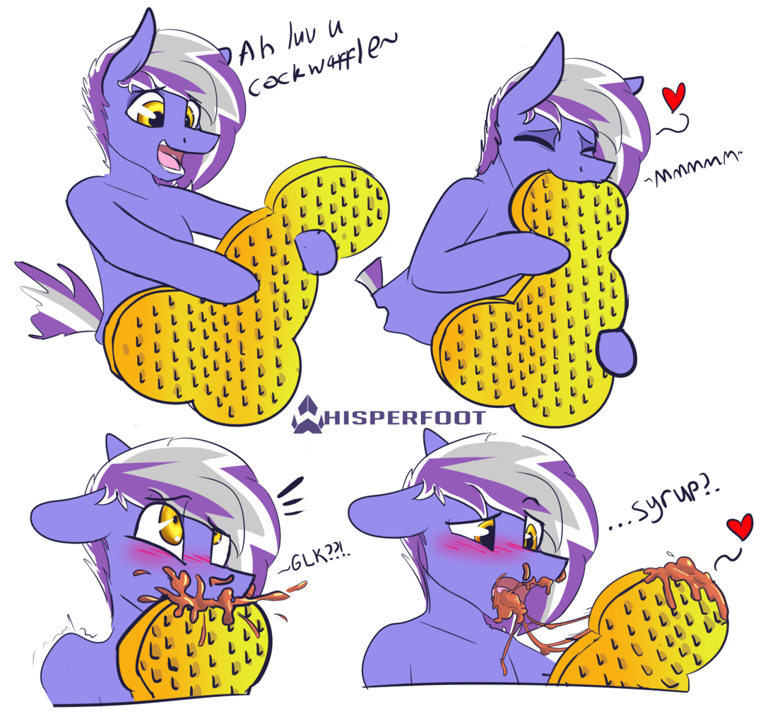 ahegao, blushing, cockwaffle, food, meme, not a penis, open mouth, ponified...