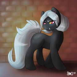 Size: 3000x3000 | Tagged: safe, artist:bean-sprouts, pony, poochyena, crossover, fangs, high res, pokémon, ponified, solo, wall