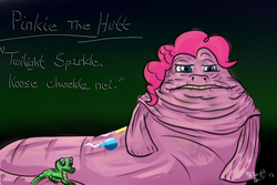 Size: 1500x1000 | Tagged: safe, artist:m_d_quill, pinkie pie, hutt, pony, g4, crossover, female, jabba the hutt, pinkie the hutt, solo, star wars