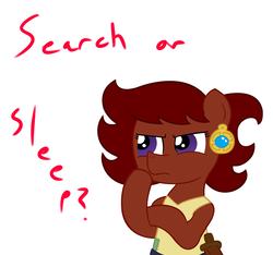 Size: 1500x1406 | Tagged: safe, artist:ficficponyfic, oc, oc only, oc:ruby rouge, earth pony, pony, colt quest, child, clothes, color, cyoa, ear piercing, earring, female, filly, foal, jewelry, knife, piercing, simple background, solo, story included, thinking, vector, white background