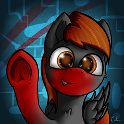 Size: 2000x2000 | Tagged: safe, artist:calena, derpibooru exclusive, oc, oc only, oc:chrisr34444, pegasus, pony, abstract background, avatar, high res, profile, smiling, solo