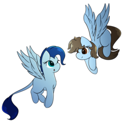 Size: 1024x1024 | Tagged: safe, artist:mindlesssketching, oc, oc only, oc:feather night, oc:sketch, pegasus, pony, female, flying, happy, leonine tail, mare, simple background, transparent background