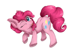 Size: 2268x1518 | Tagged: safe, artist:check3256, pinkie pie, earth pony, pony, g4, cute, female, one eye closed, solo, sticker, tongue out, wink